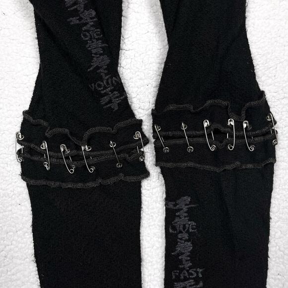 Vintage Lip Service Live Fast Die Young Skull Black Sweater Large Y2K Goth - Picture 9 of 16